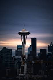 Building Shadows Seattle Skyline Sunset Wallpaper