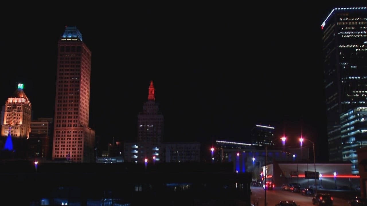 Buildings In Tulsa At Night Wallpaper