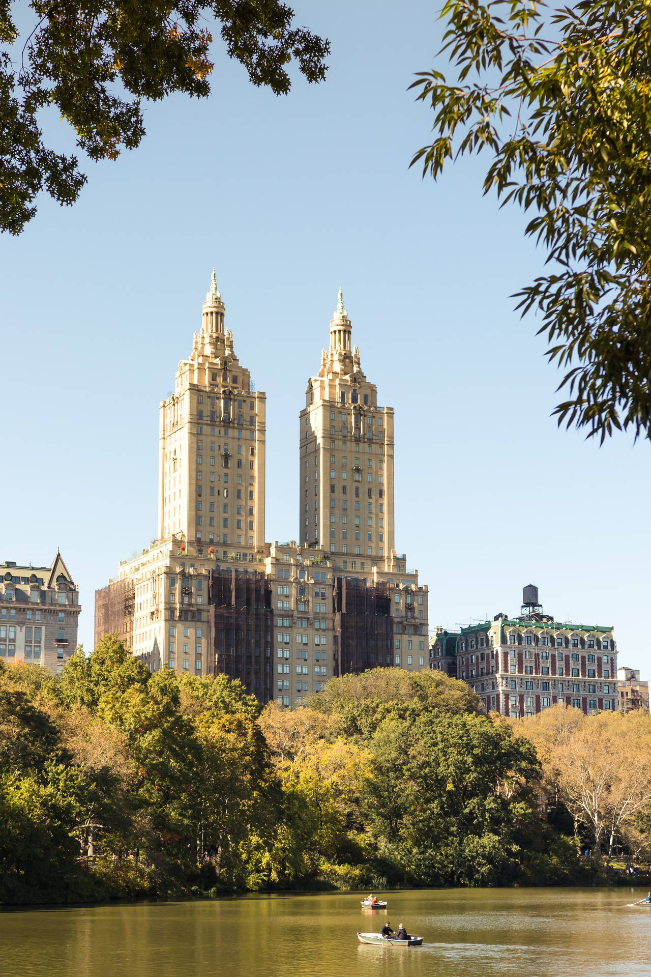 Buildings Overlooking Central Park Lake Wallpaper