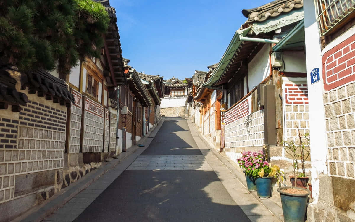 Bukchon Hanok Dorp Traditionele Koreaanse Straat Achtergrond