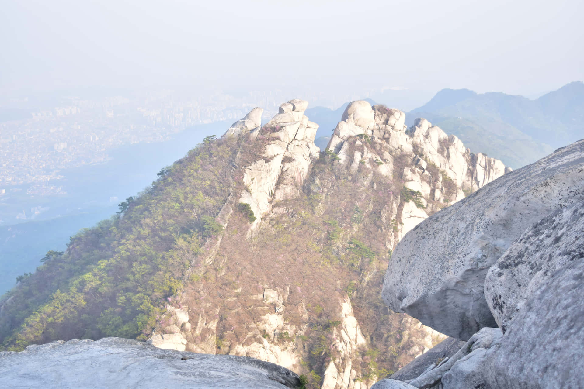 Bukhansan Nationaal Park Ruige Bergtoppen Achtergrond