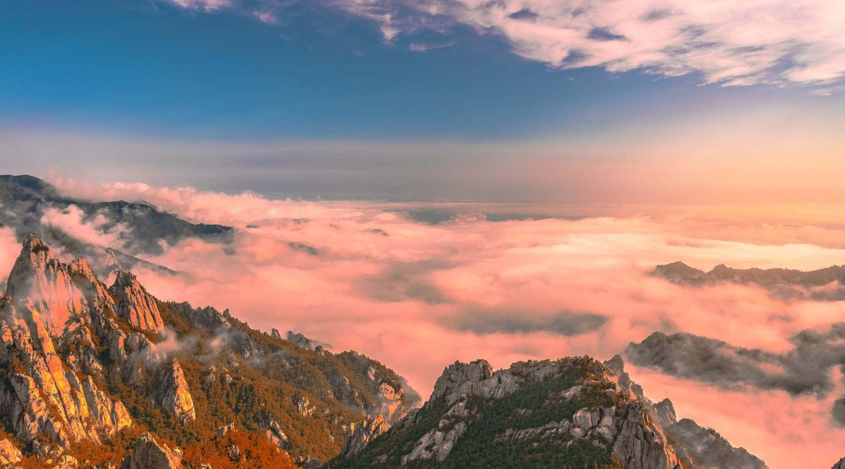 Bukhansan National Park Sunset Clouds Wallpaper