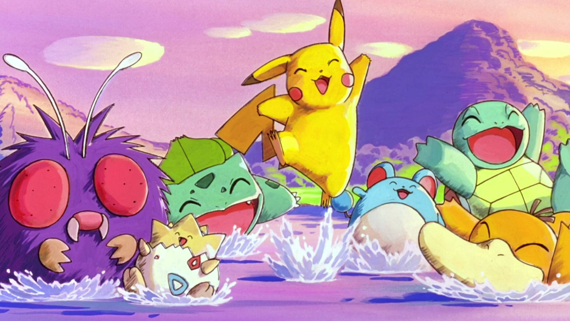 Bulbasaur Splashing With Friends Picture
