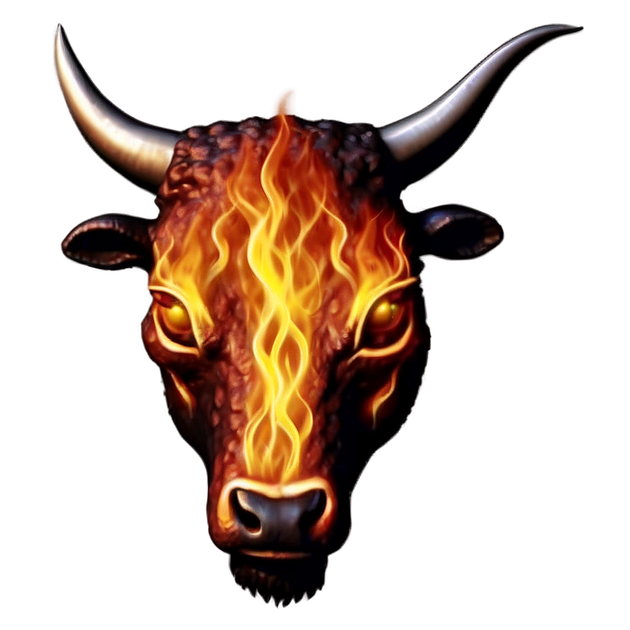 Bull Head In Flames Png Mbd PNG