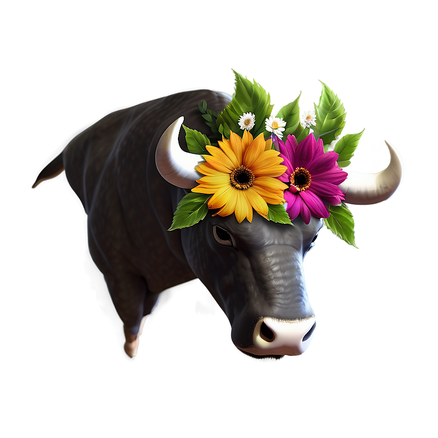 Bull Head With Flowers Png Kei29 PNG