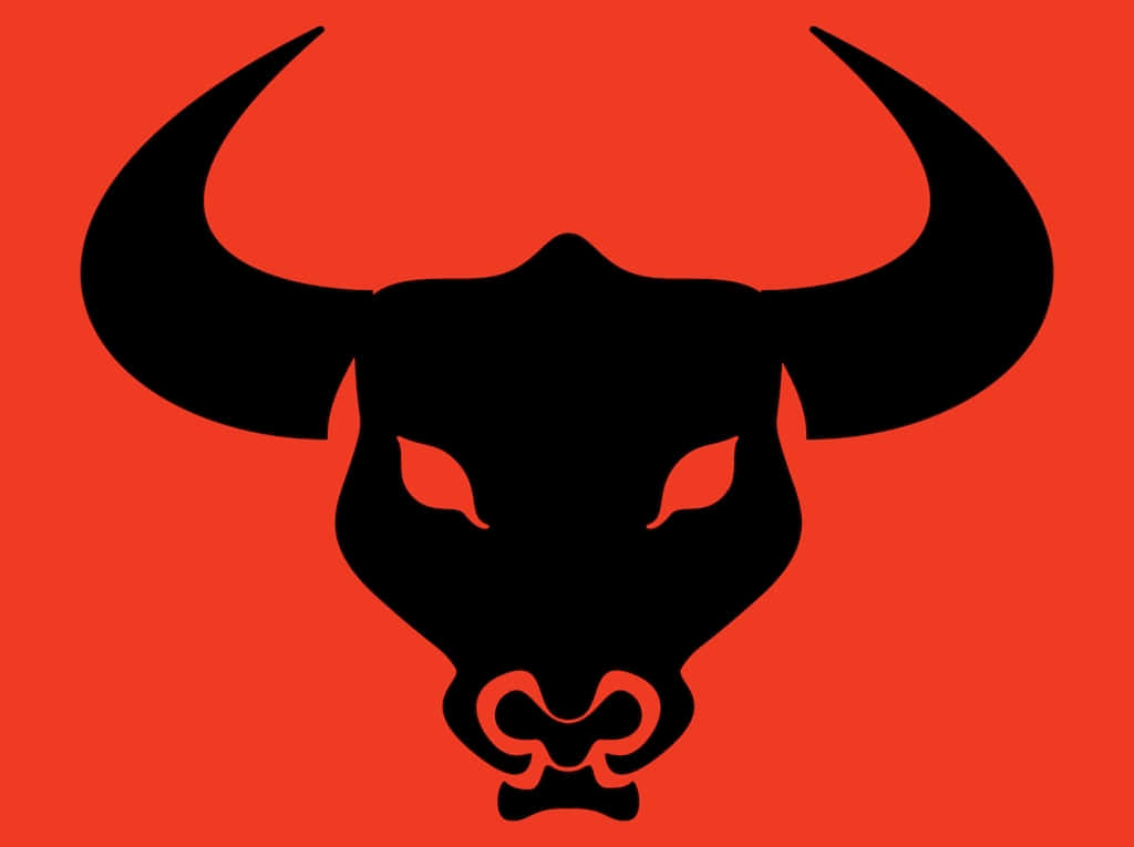 Bull Skull Silhuet på Rød Wallpaper