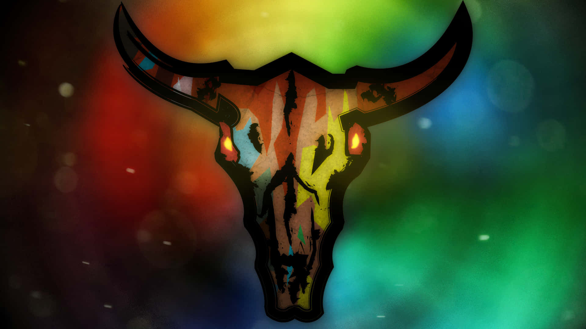 Bull Skull On Colorful Background Wallpaper