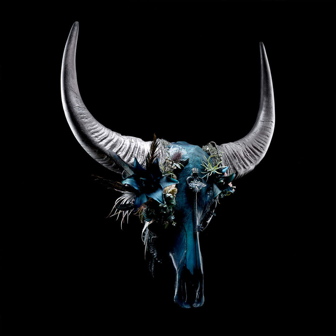 Blue Aesthetic Bull Skull Wallpaper