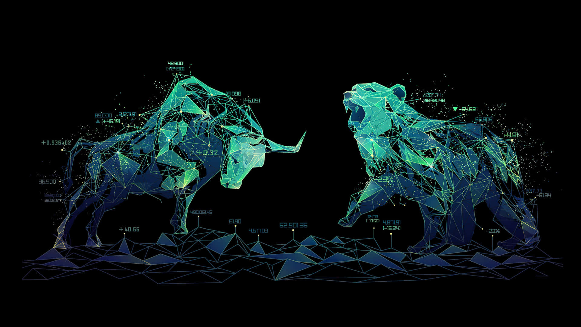 Bull Versus Bear Stock Market Concept Wallpaper