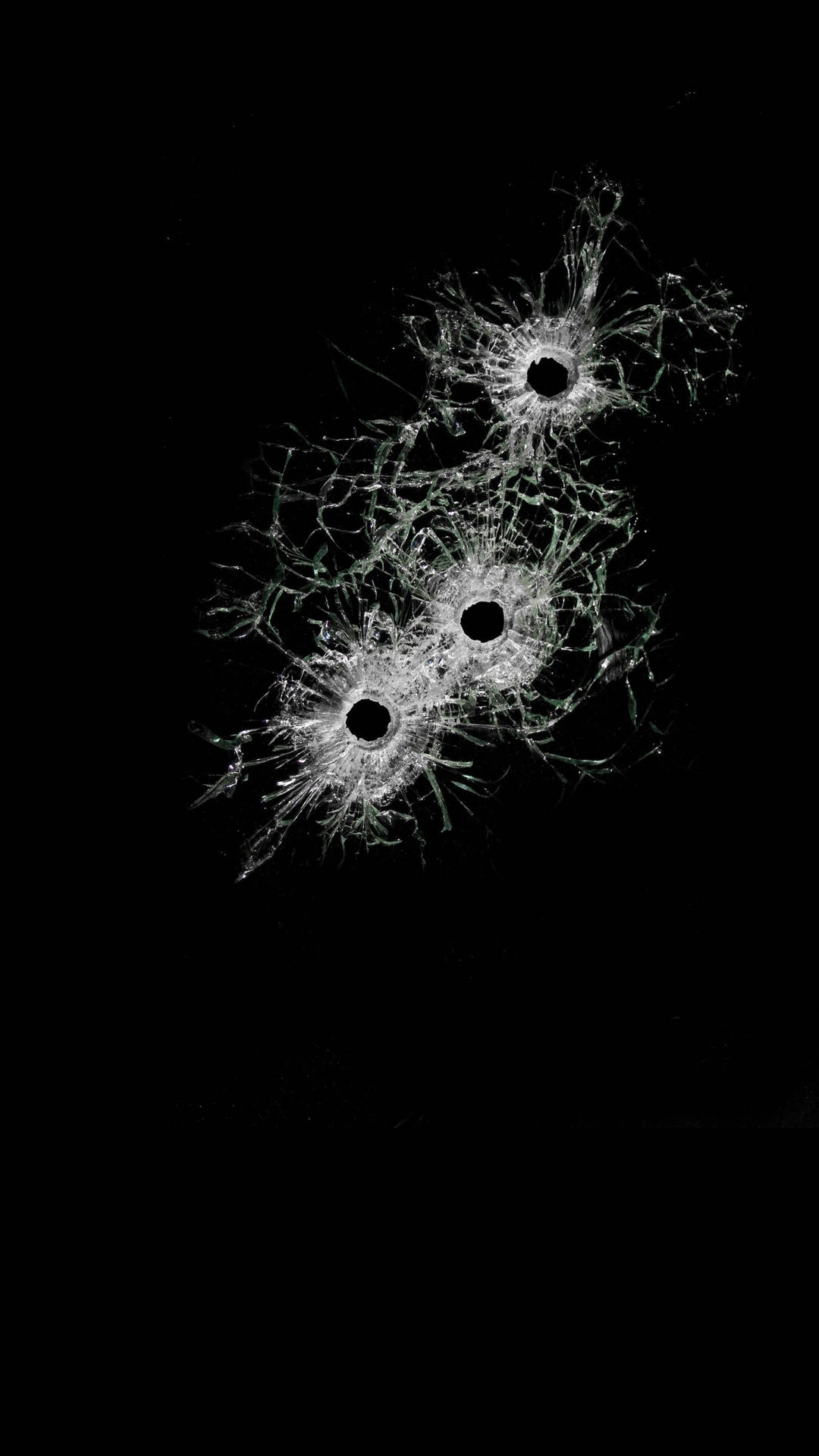 Bullet Holes On Broken Glass Wallpaper