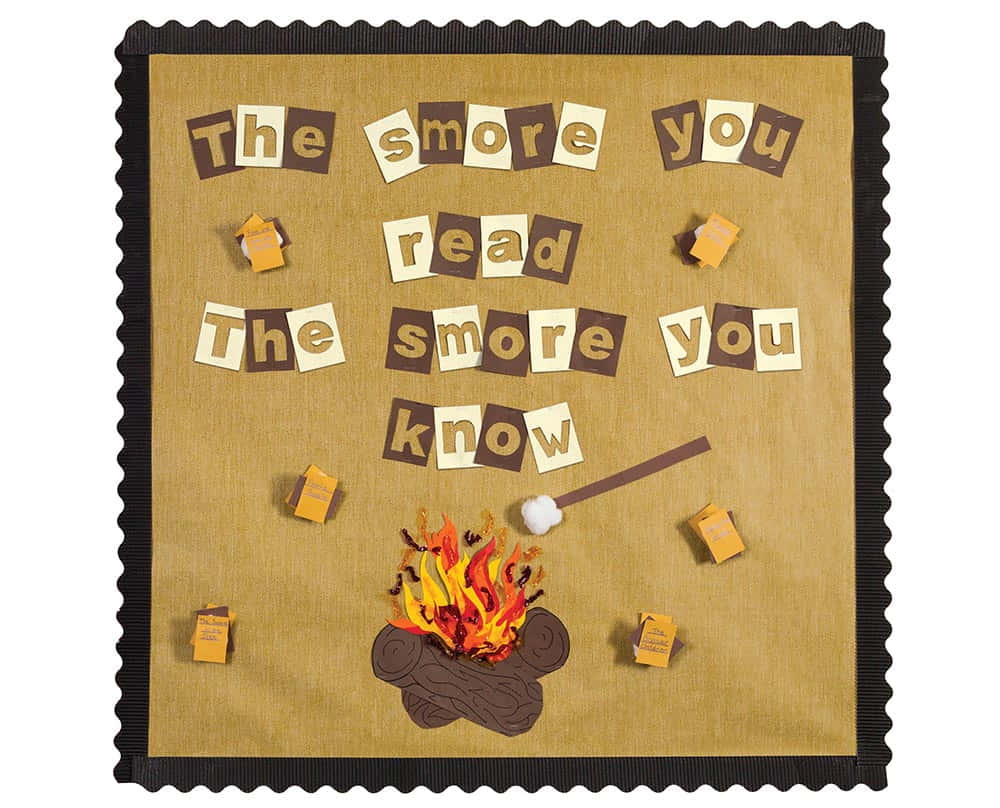 A Bulletin Board With A Smores Poster And A Fire