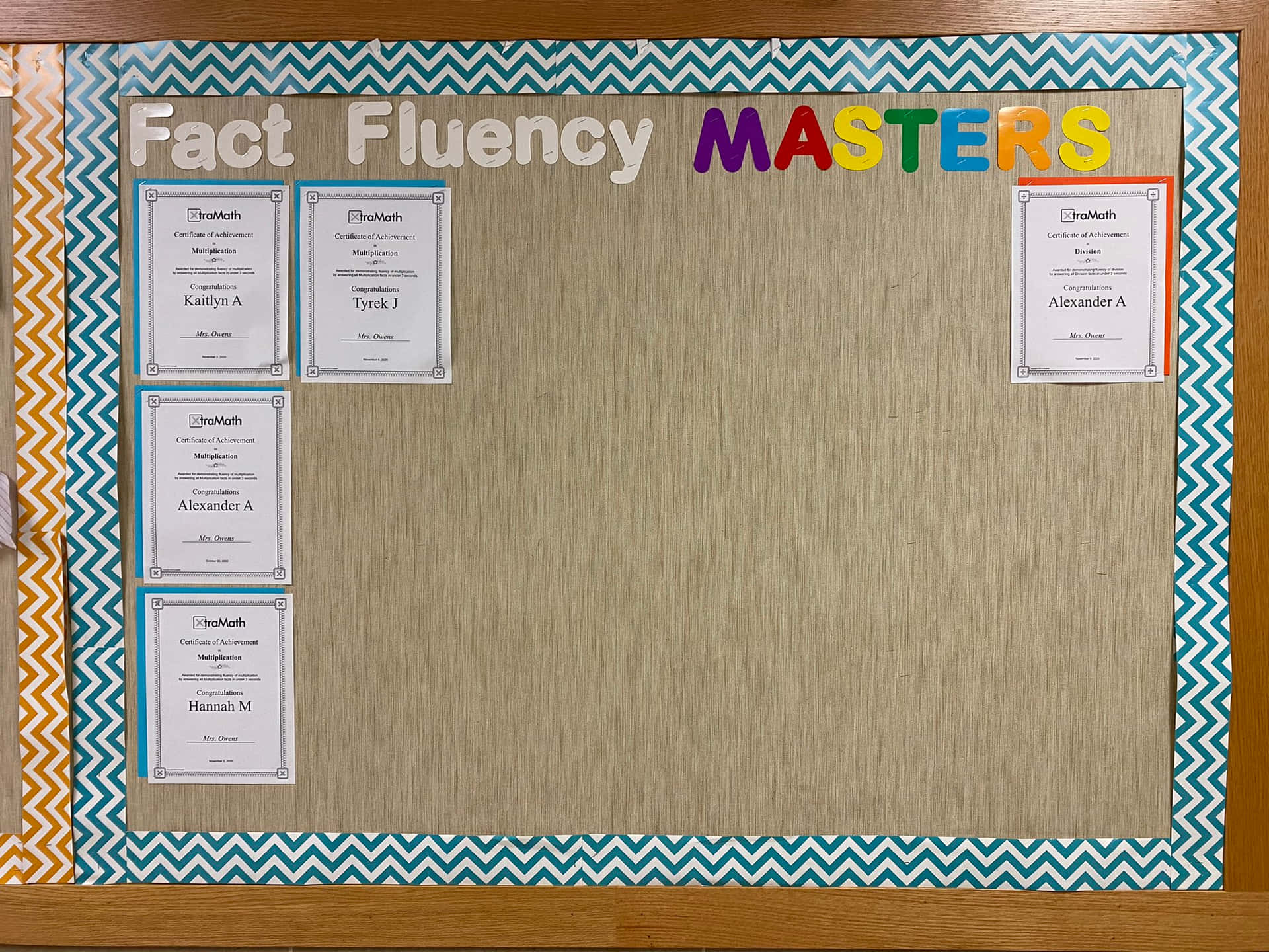 Fact Fluency Matters Bulletin Board