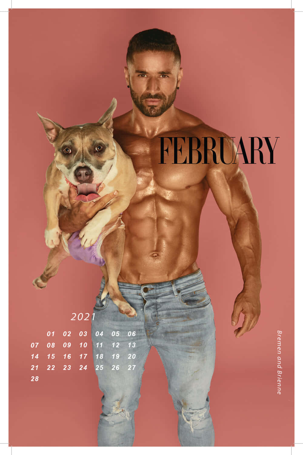 A Calendar With A Man Holding A Dog