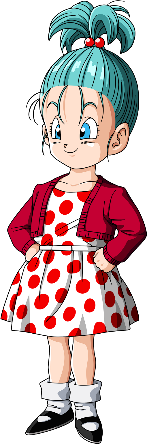 Bulma Character Red White Polka Dot Dress PNG