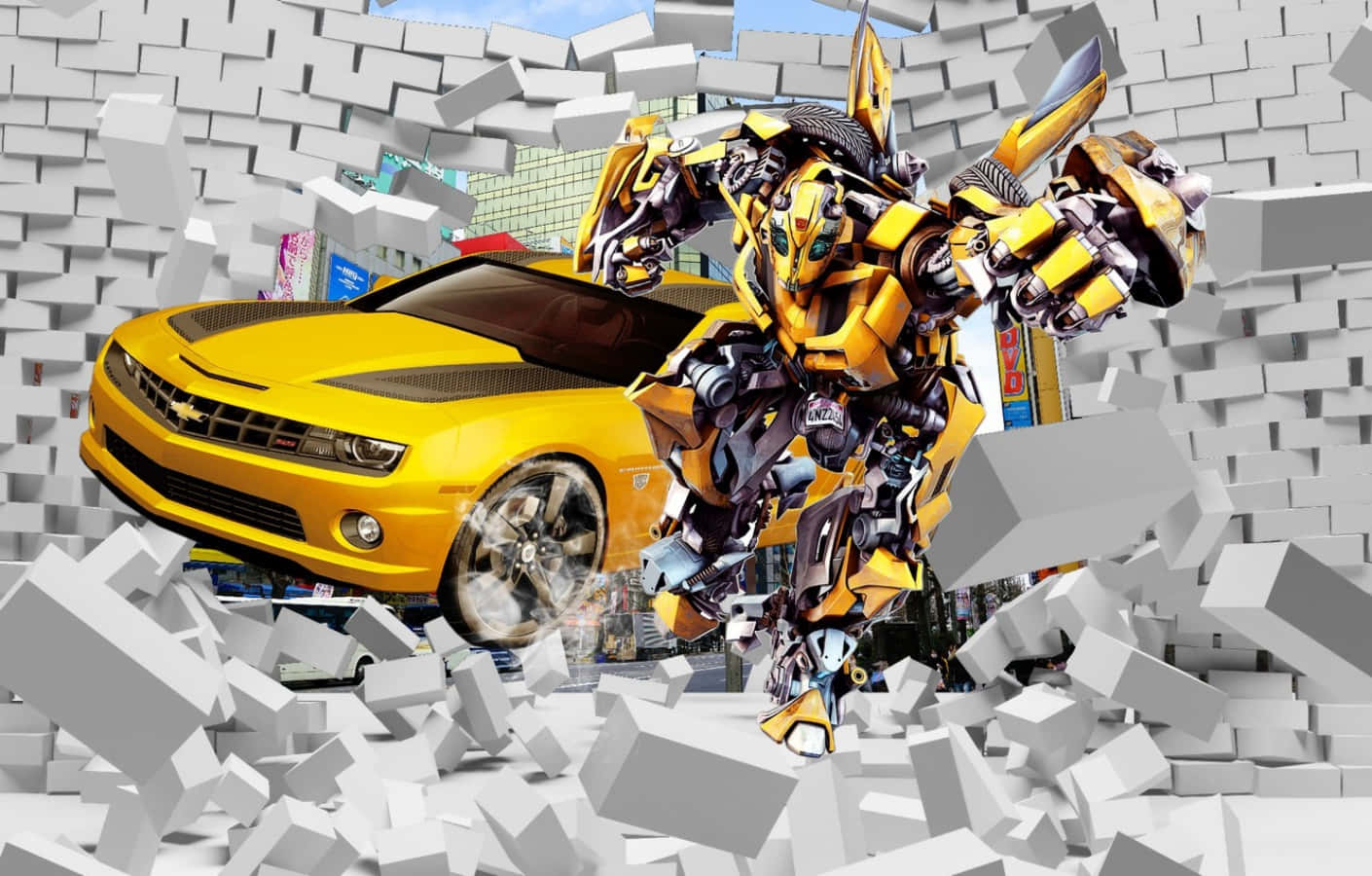 Unosfondo Che Mostra L'iconico Bumblebee, La Stella Della Serie Transformers.