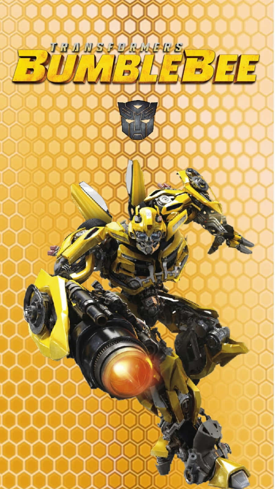 A closeup of Bumblebee's iconic yellow and black aesthetic