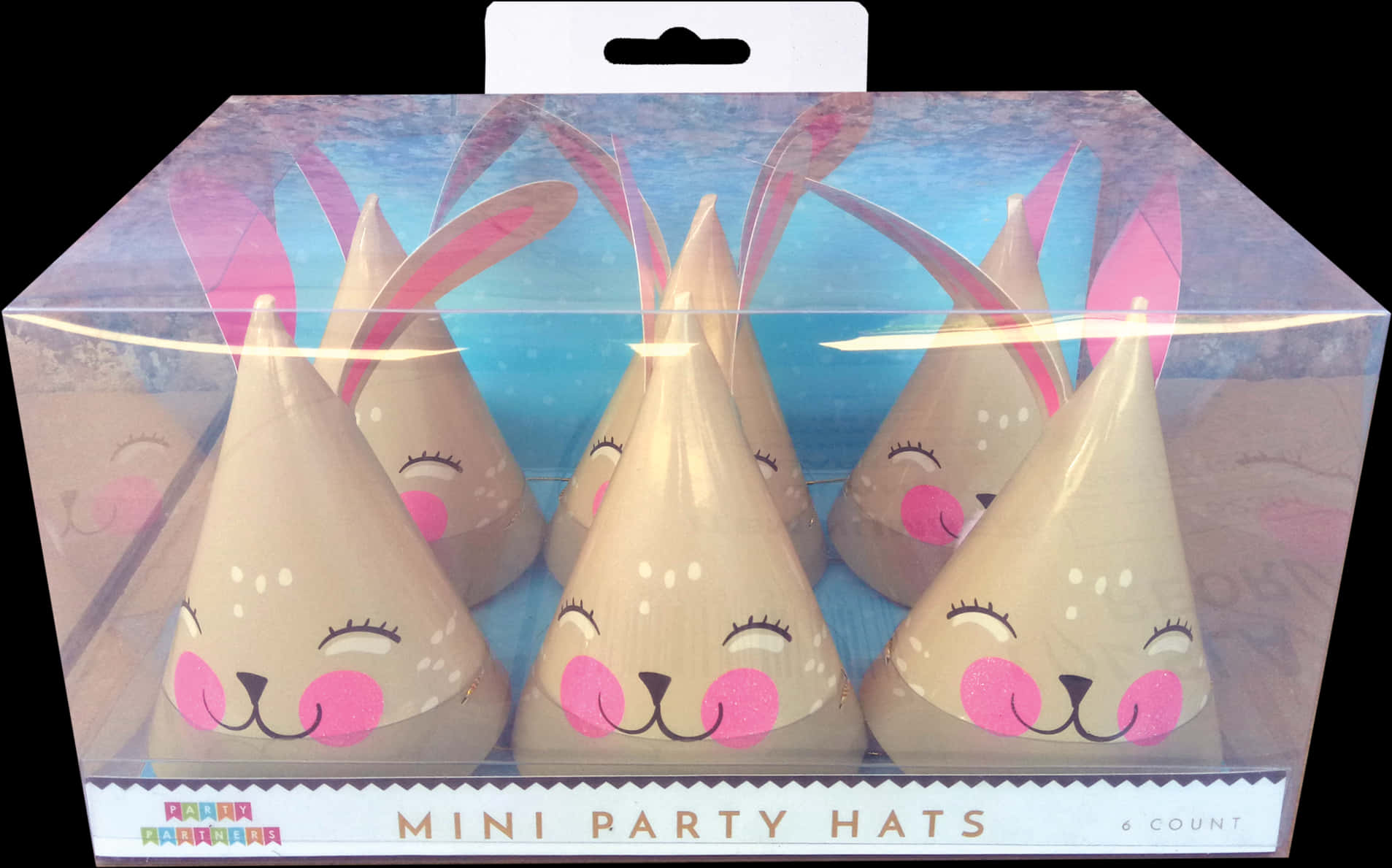 Bunny Design Mini Party Hats Packaging PNG