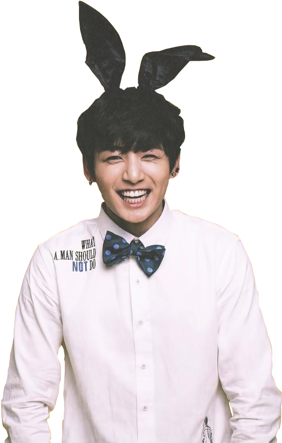 Bunny Eared Smiling Man PNG