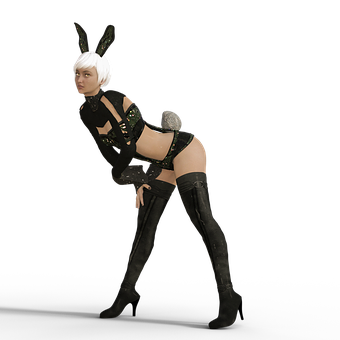 Bunny_ Ears_ Fashion_ Pose PNG