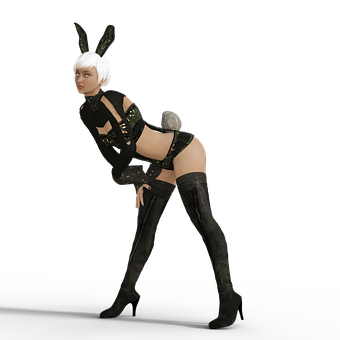 Bunny_ Ears_ Woman_ Pose PNG