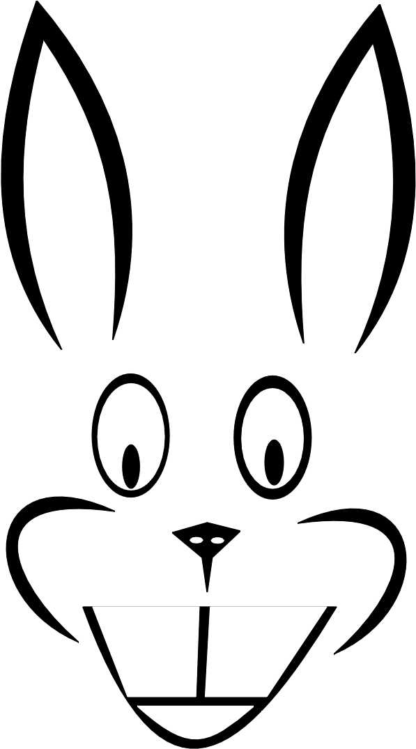 Bunny Face Line Art PNG