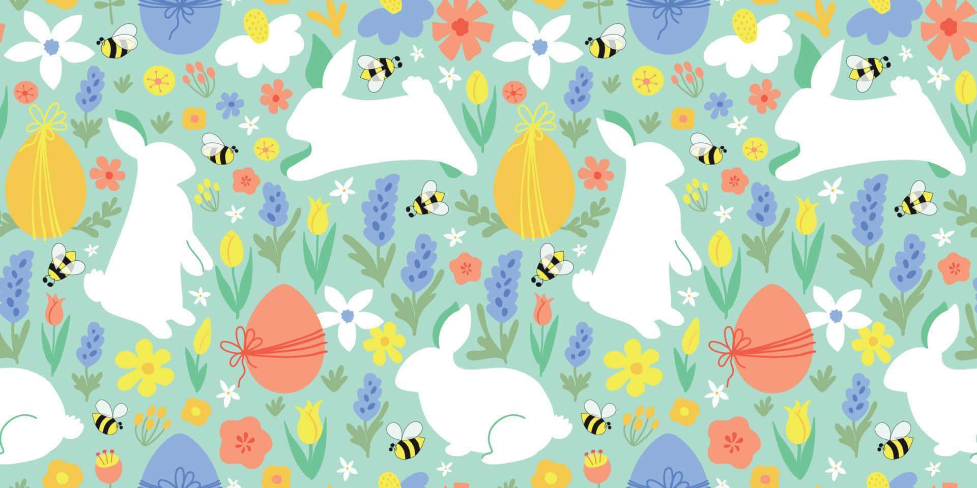 Bunny_ Floral_ Pattern_ Aesthetic.jpg Wallpaper