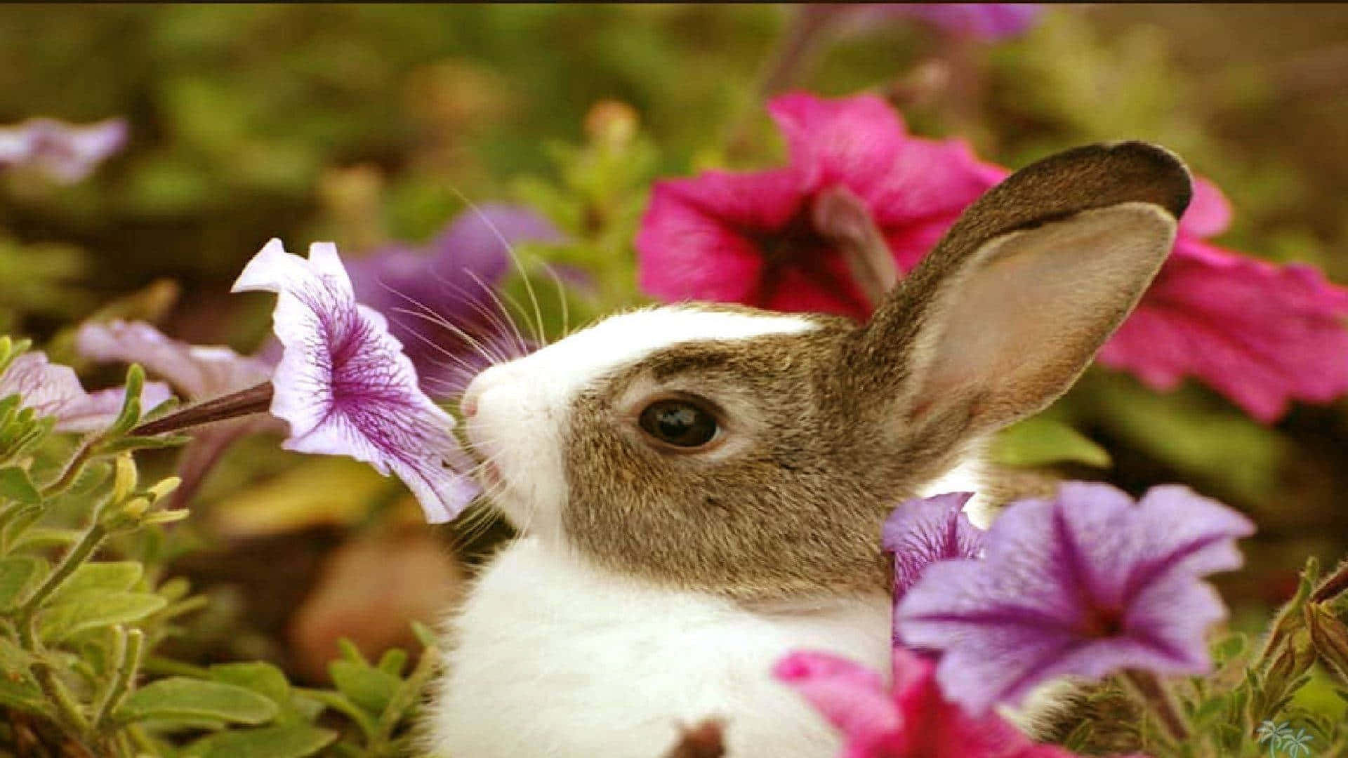 Cute Bunny Enjoying Some Grass