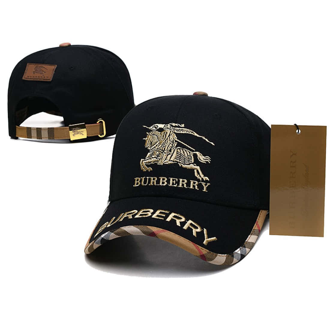 Burberrylogo-kasket Med Guldg-logo.
