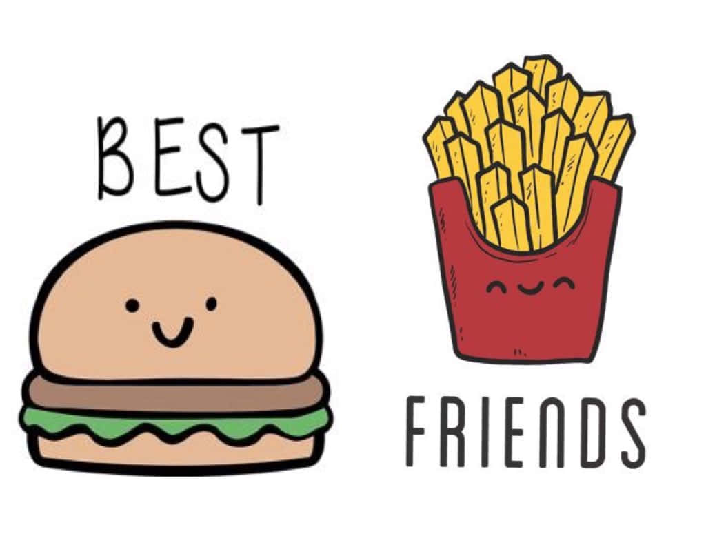 Burger And Fries Cute Matching Best Friend Home Screen Idea Wallpaper