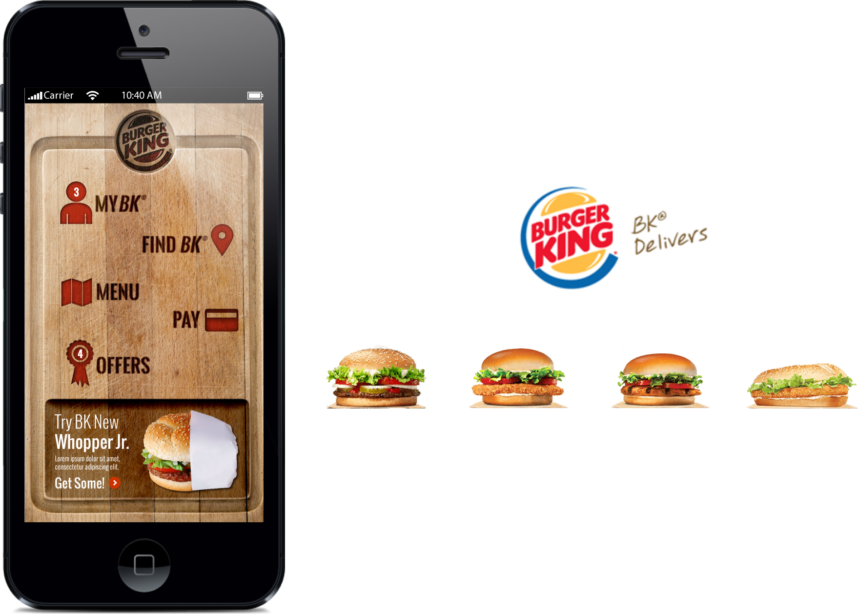 Burger King Mobile Appand Delivery Service PNG