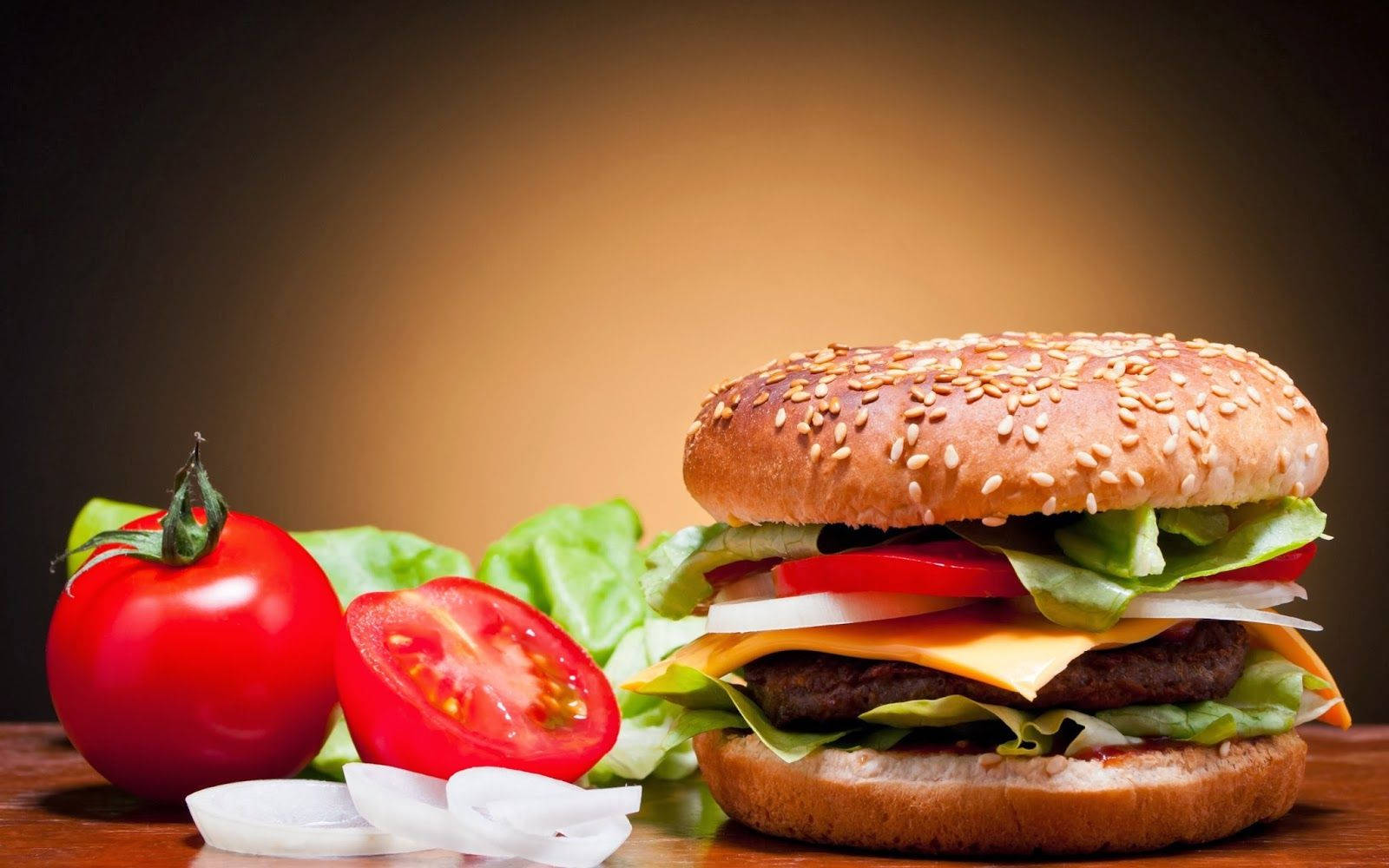Burger Vegetables Fast Food Wallpaper