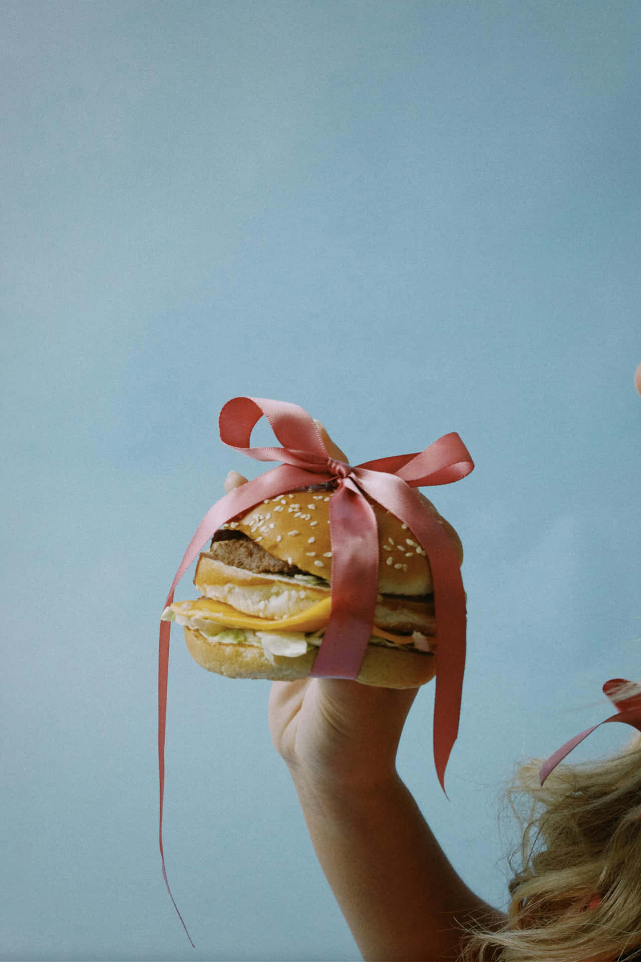 Burgerwith Pink Bow Aesthetic Wallpaper