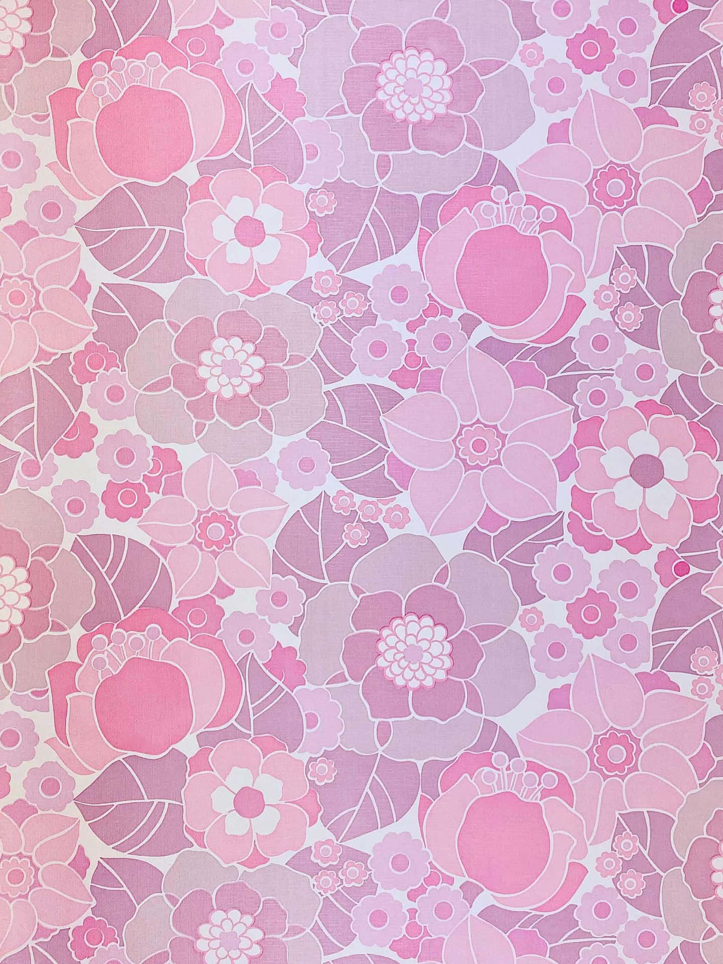 Einrosa-weißes Blumenmuster Wallpaper