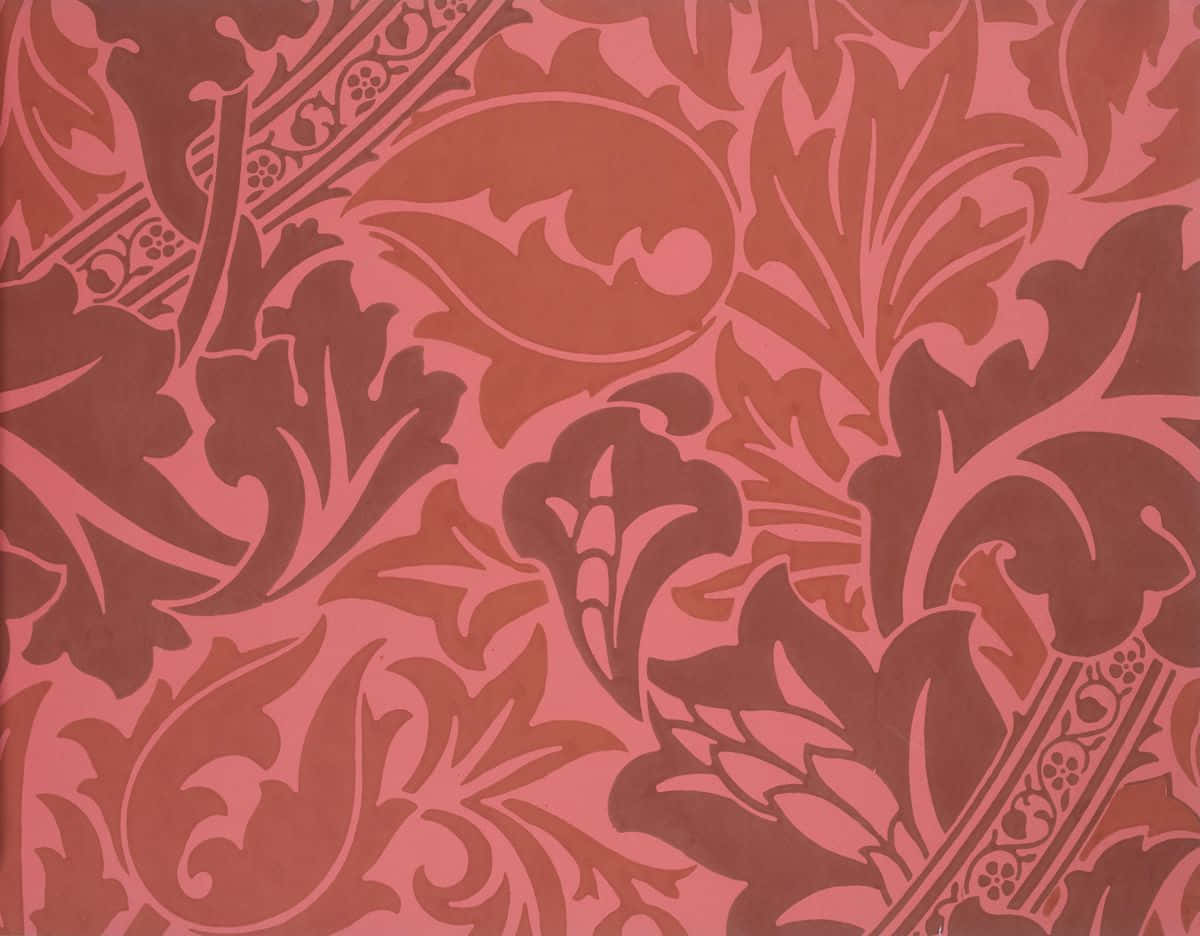 A Pink And Brown Wallpaper With Floral Designs Wallpaper