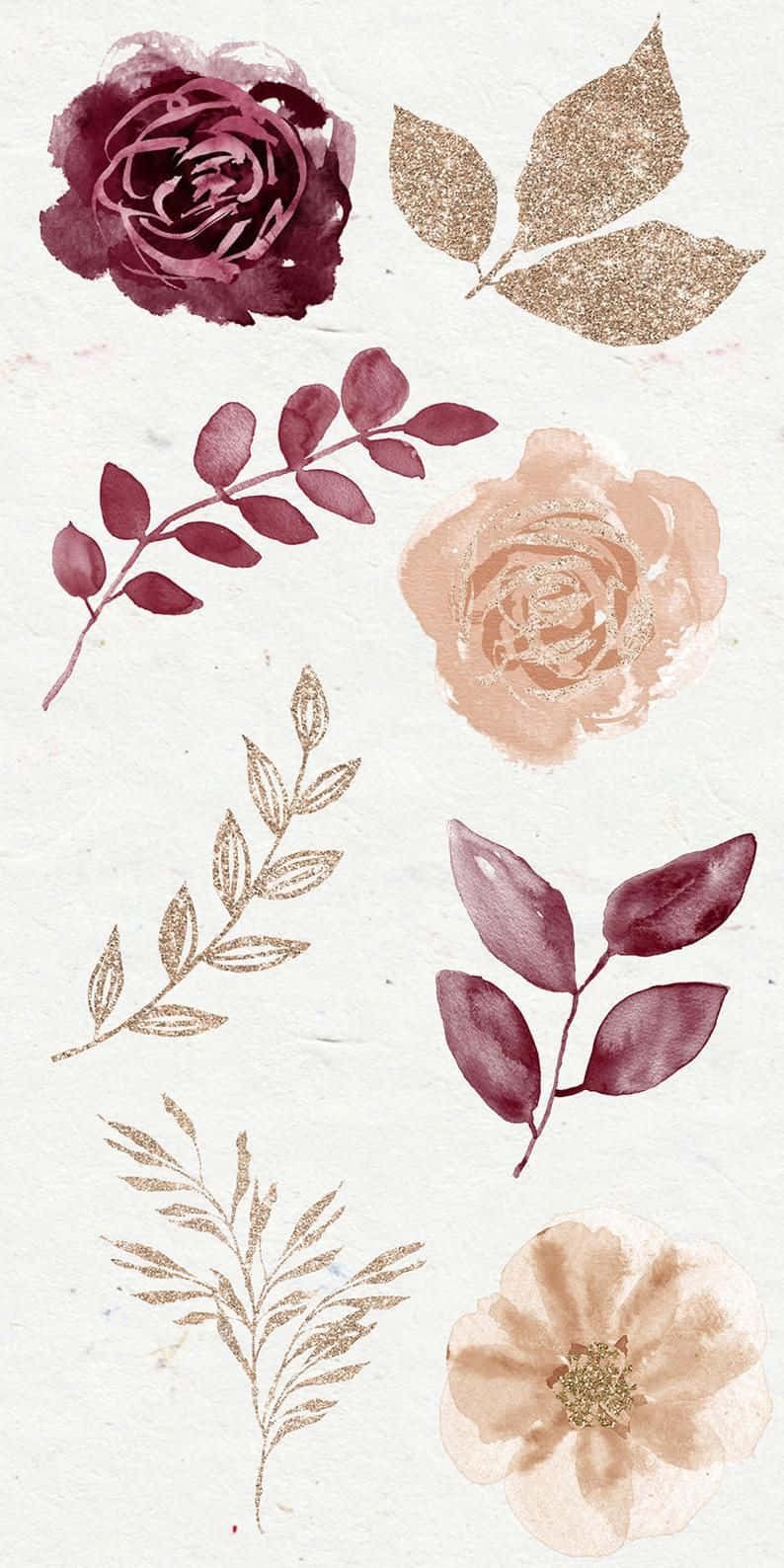 Watercolor Floral Clip Art Wallpaper