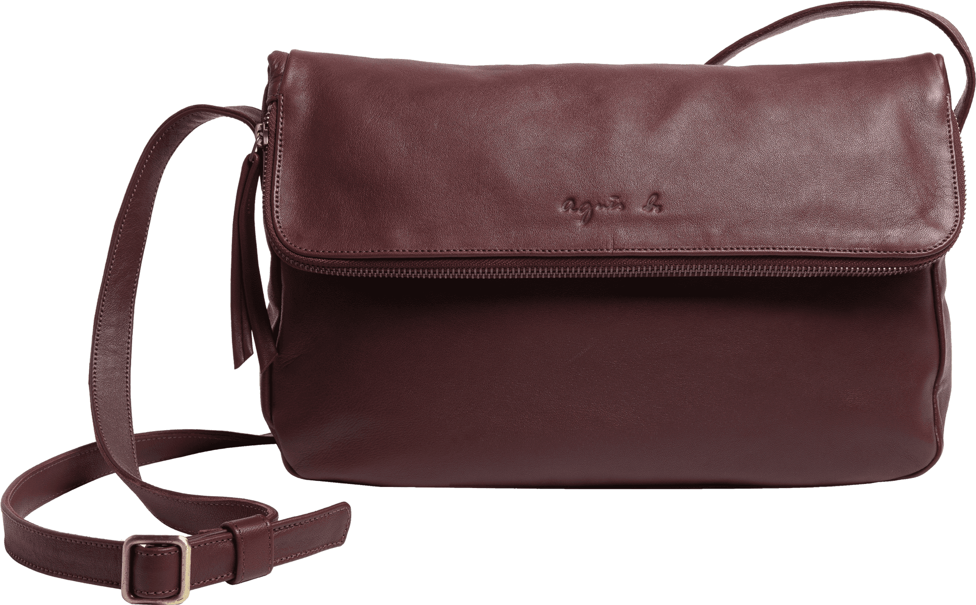 Burgundy Leather Crossbody Bag PNG