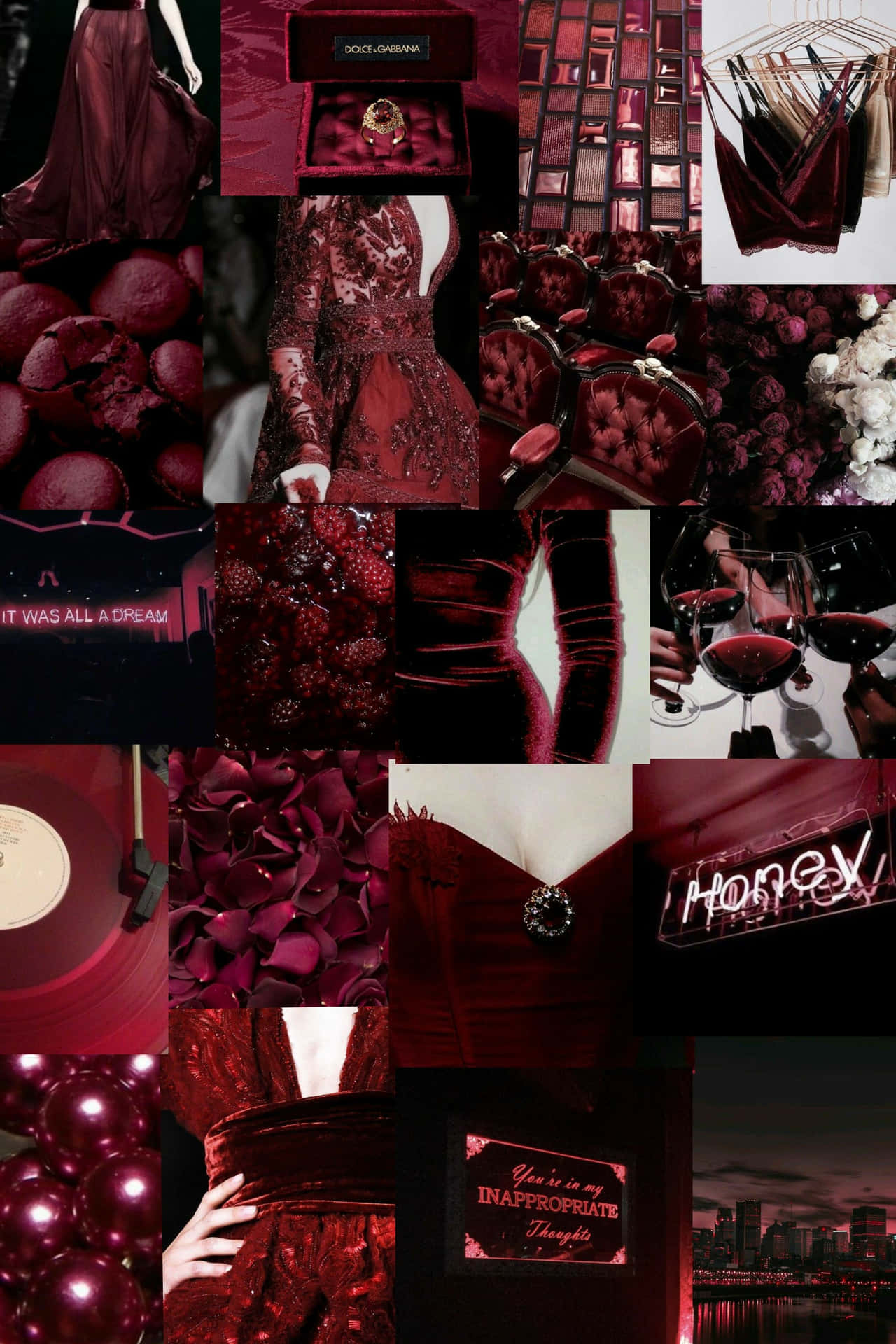 Burgundy Maroon Aesthetic Collage.jpg Wallpaper