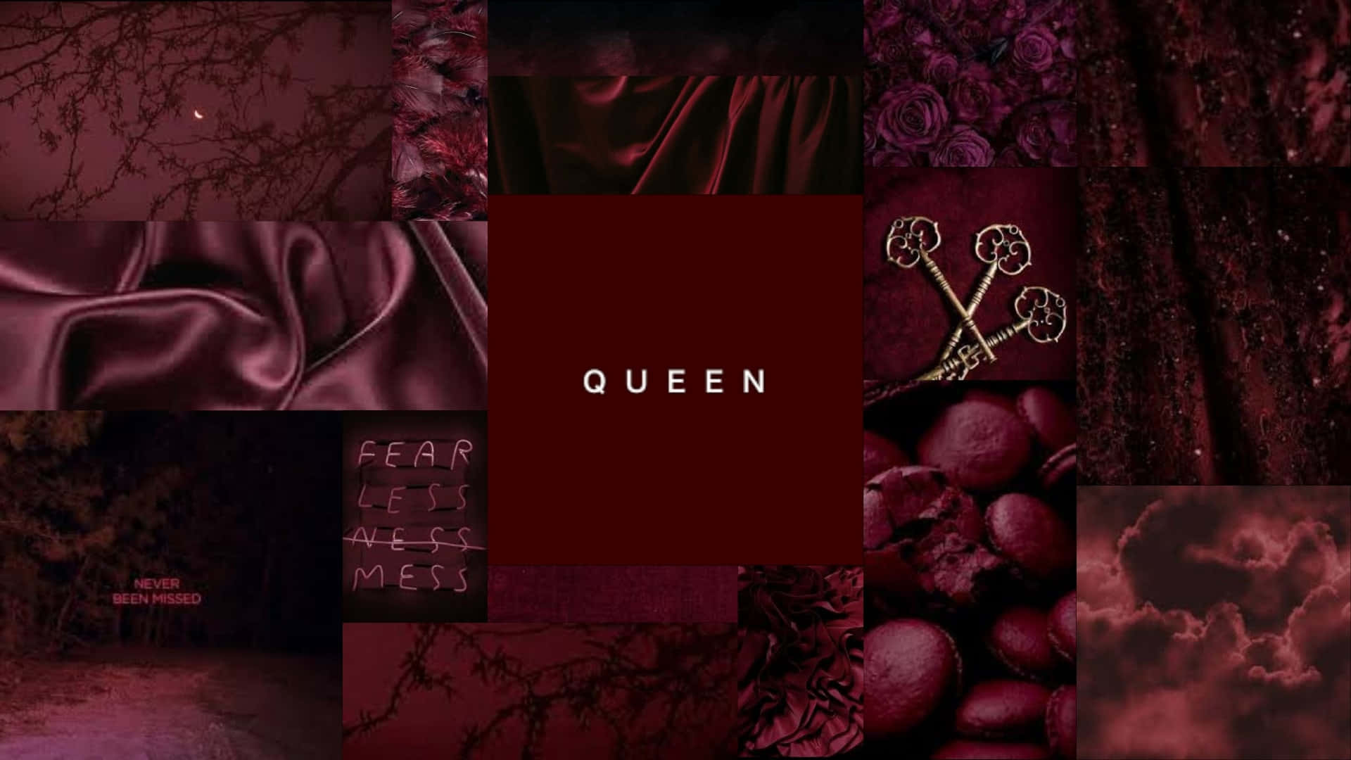 Burgundy Queen Aesthetic Collage Wallpaper
