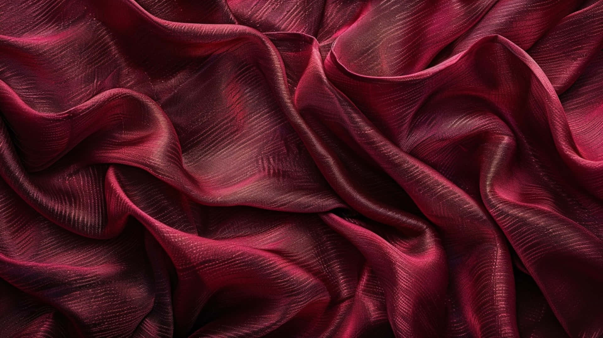 Burgundy Silk Fabric Waves Wallpaper