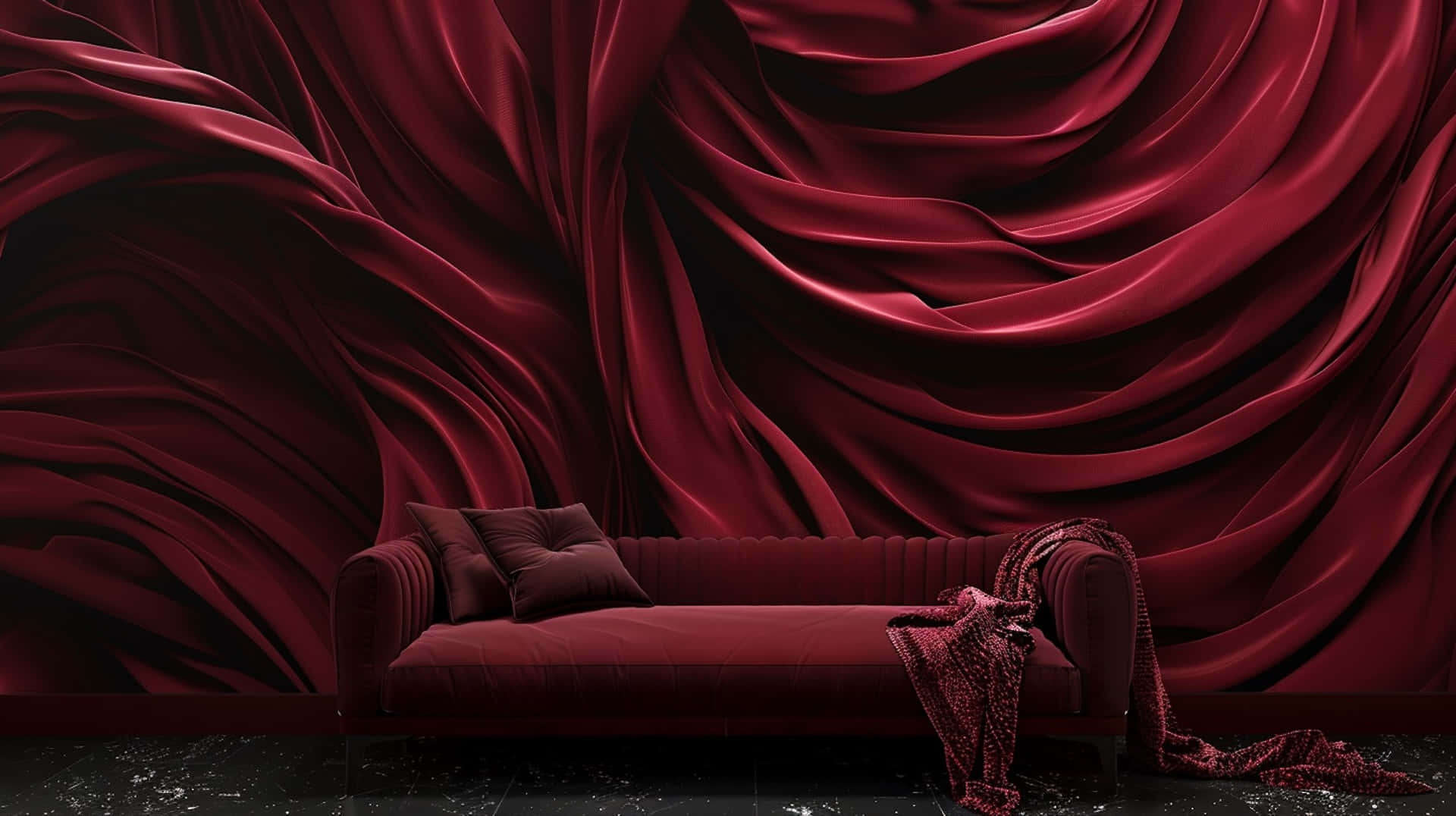 Burgundy Velvet Interior Design Wallpaper