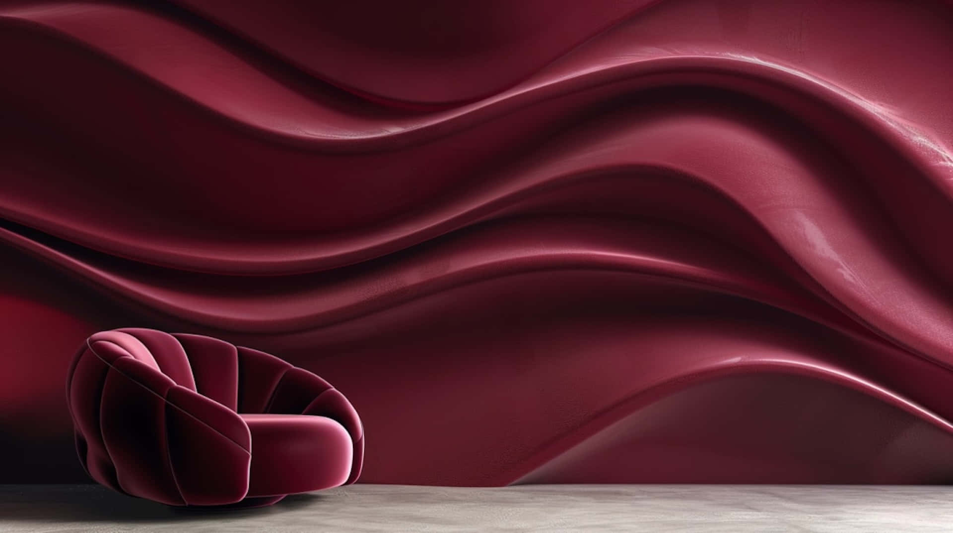 Burgundy Wave Interior Design Wallpaper
