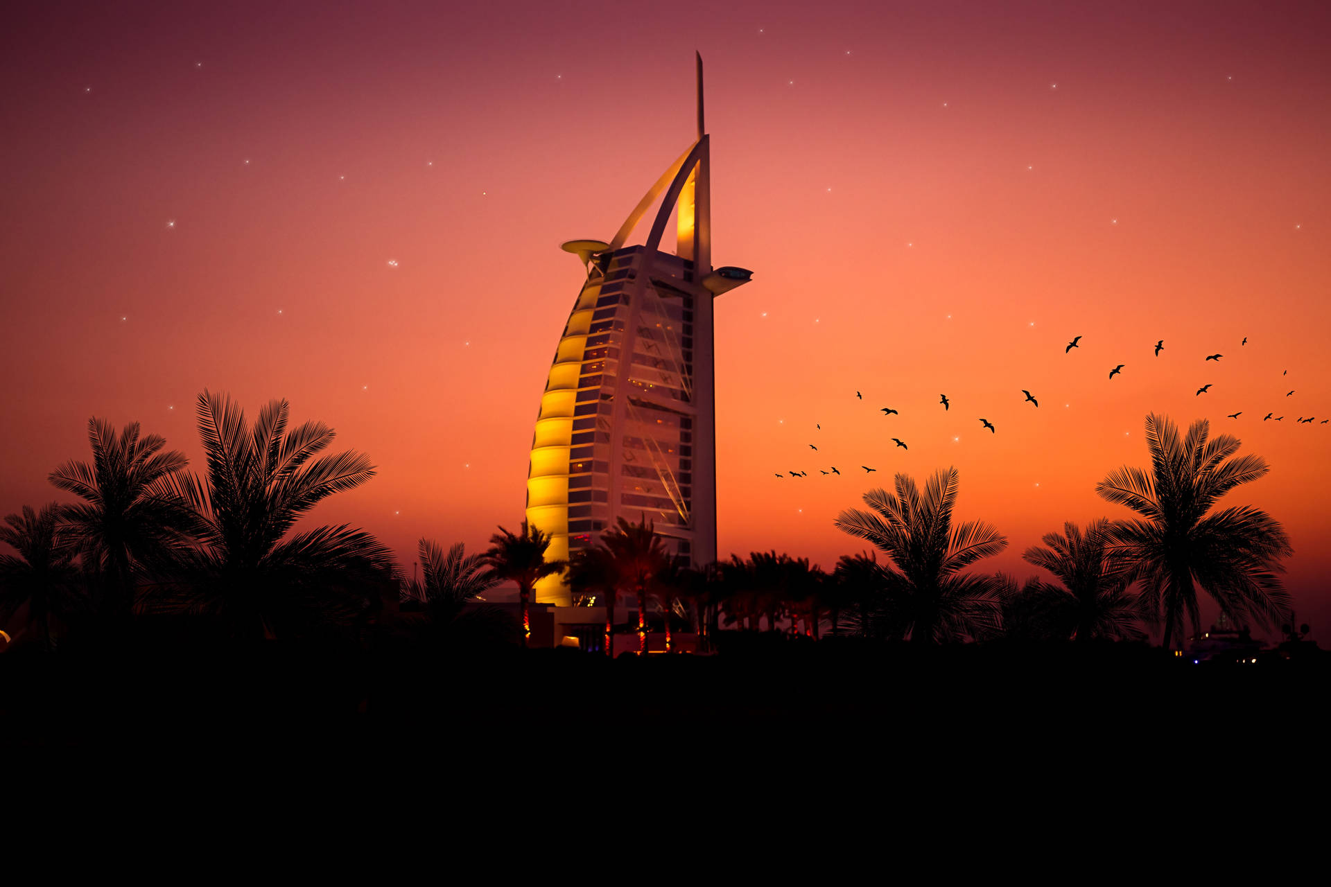 Burj Al Arab Sunset Aesthetic Wallpaper