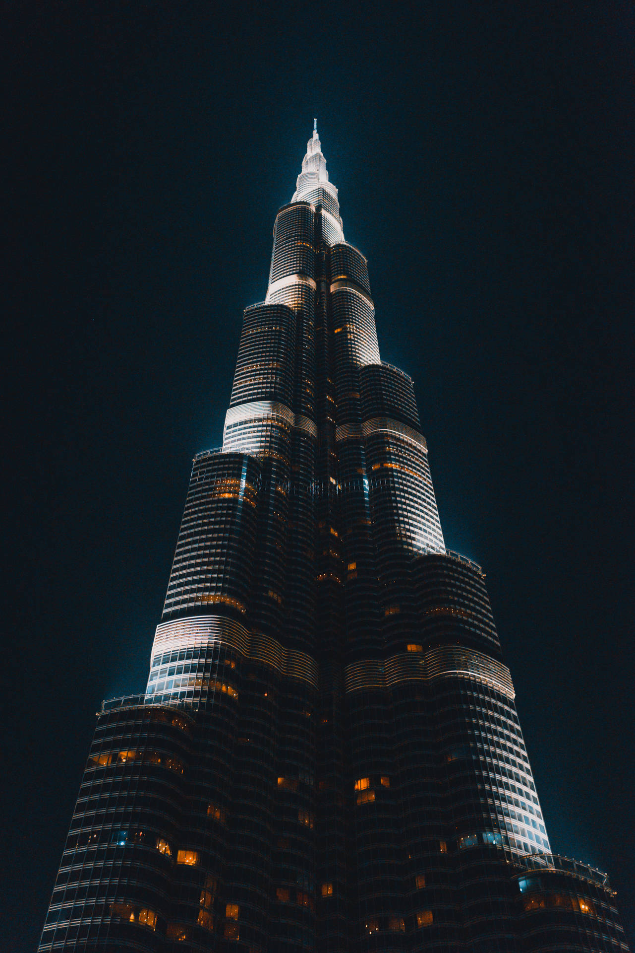 Burj Khalifa Skyscraper At Night Background