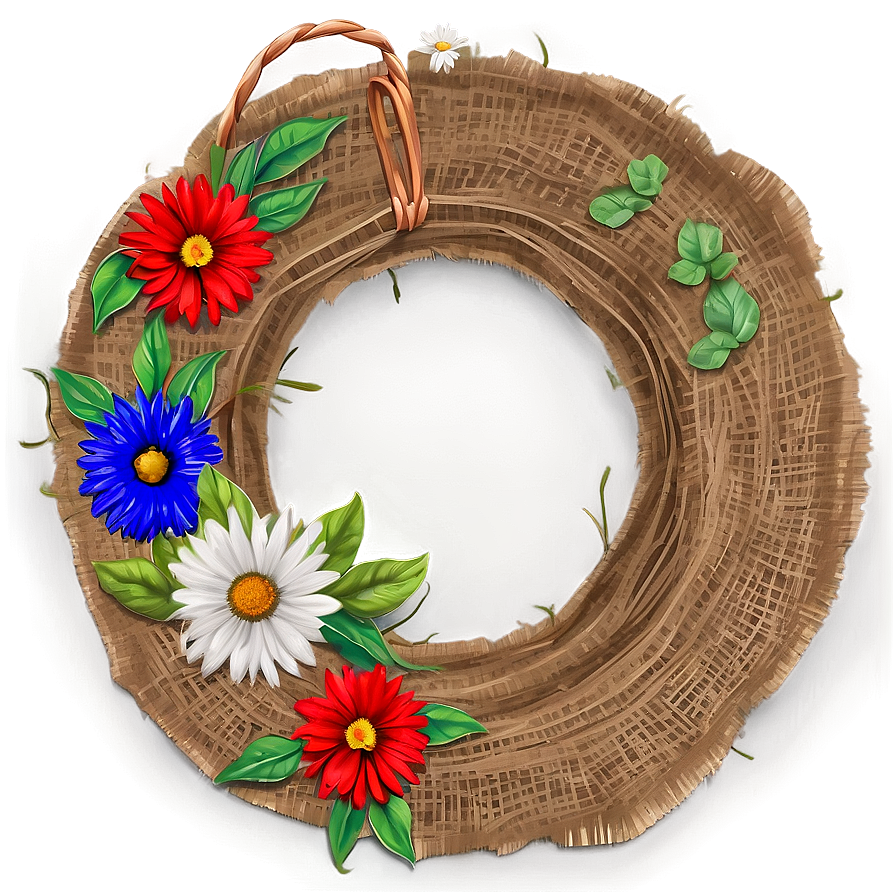 Burlap Country Wreath Png 05242024 PNG