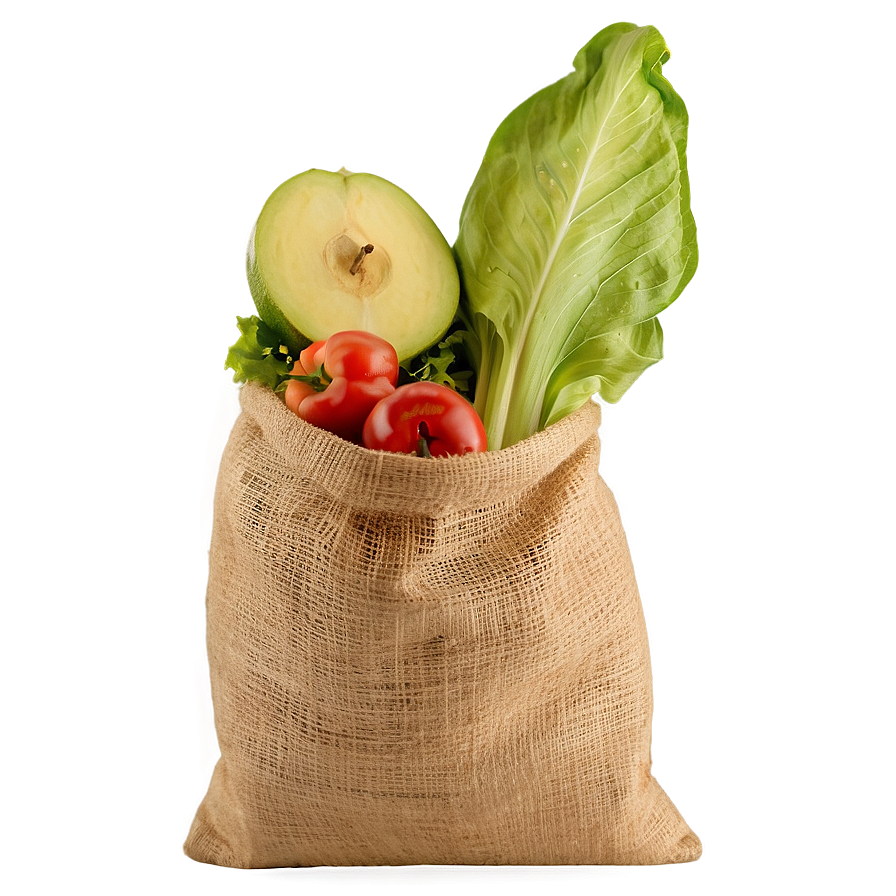 Burlap Grocery Bag Png 06132024 PNG