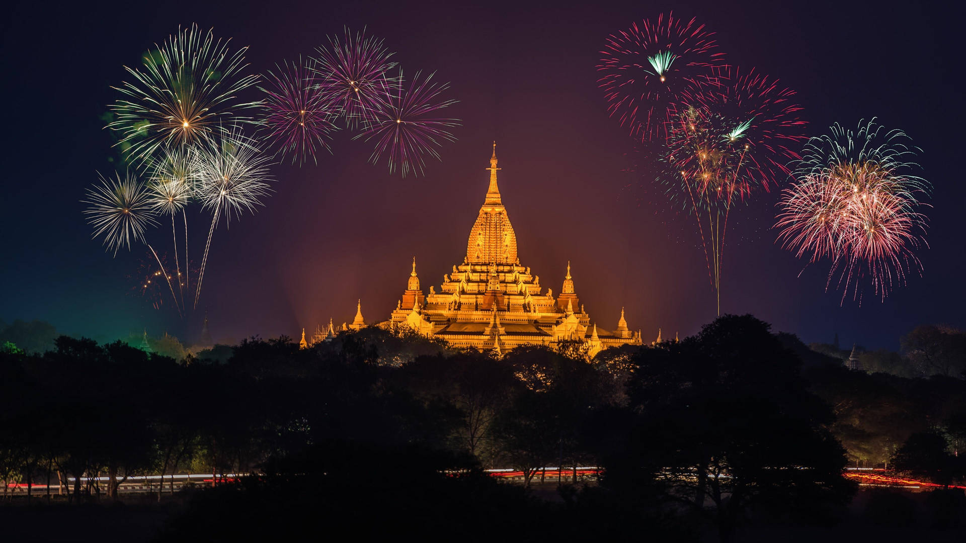 Burma Pagoda Fireworks
