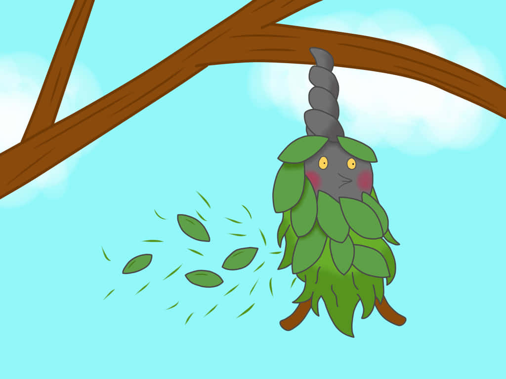 Caption: An Intriguing Burmy Hanging On A Tree Wallpaper