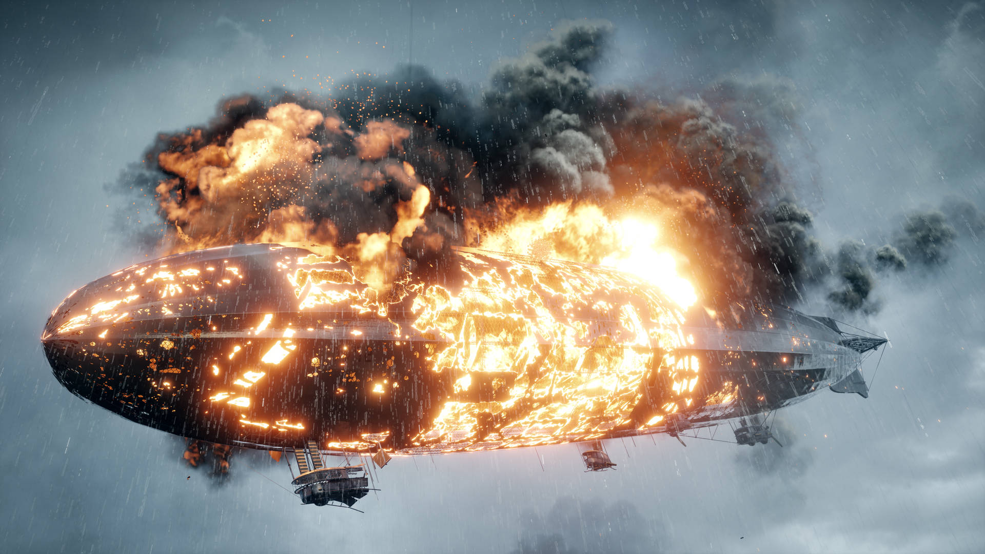 Burning Aircraft In Battlefield Game