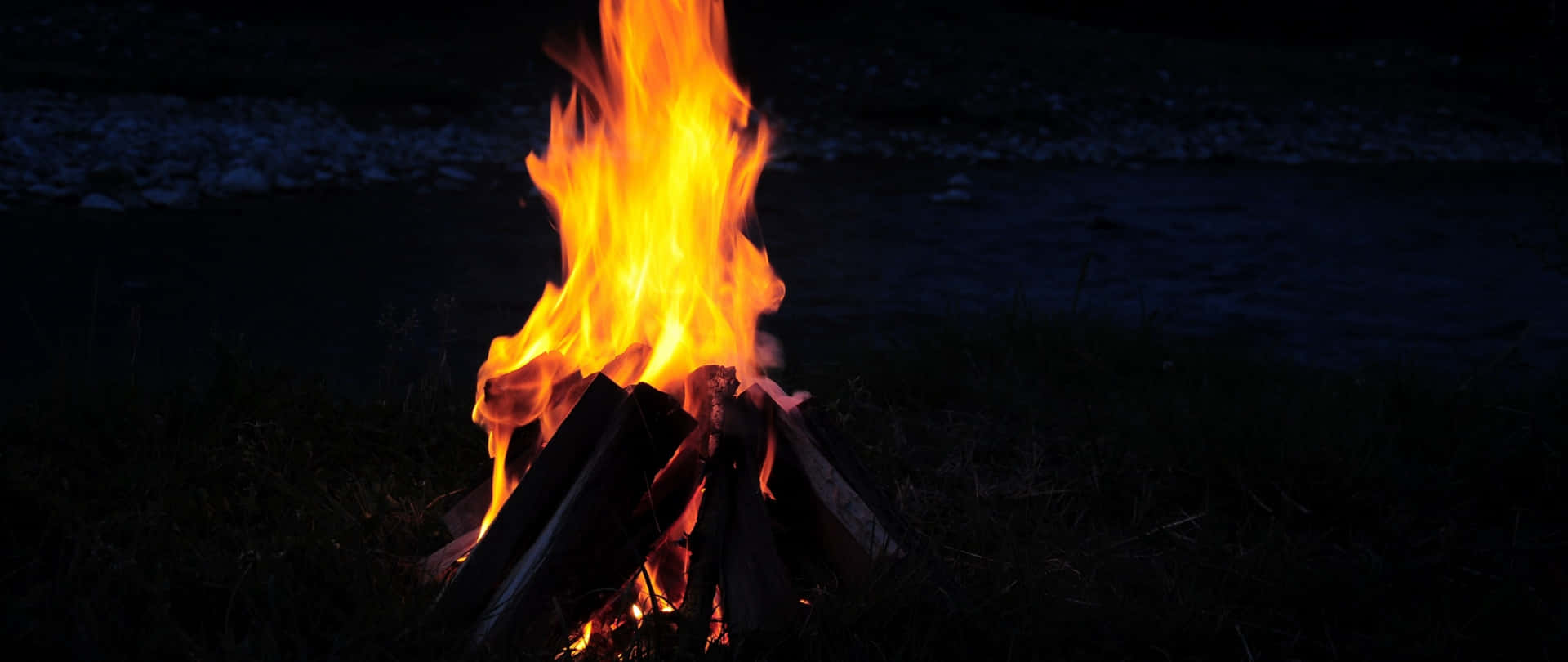 Burning Bonfire Camping Desktop Wallpaper