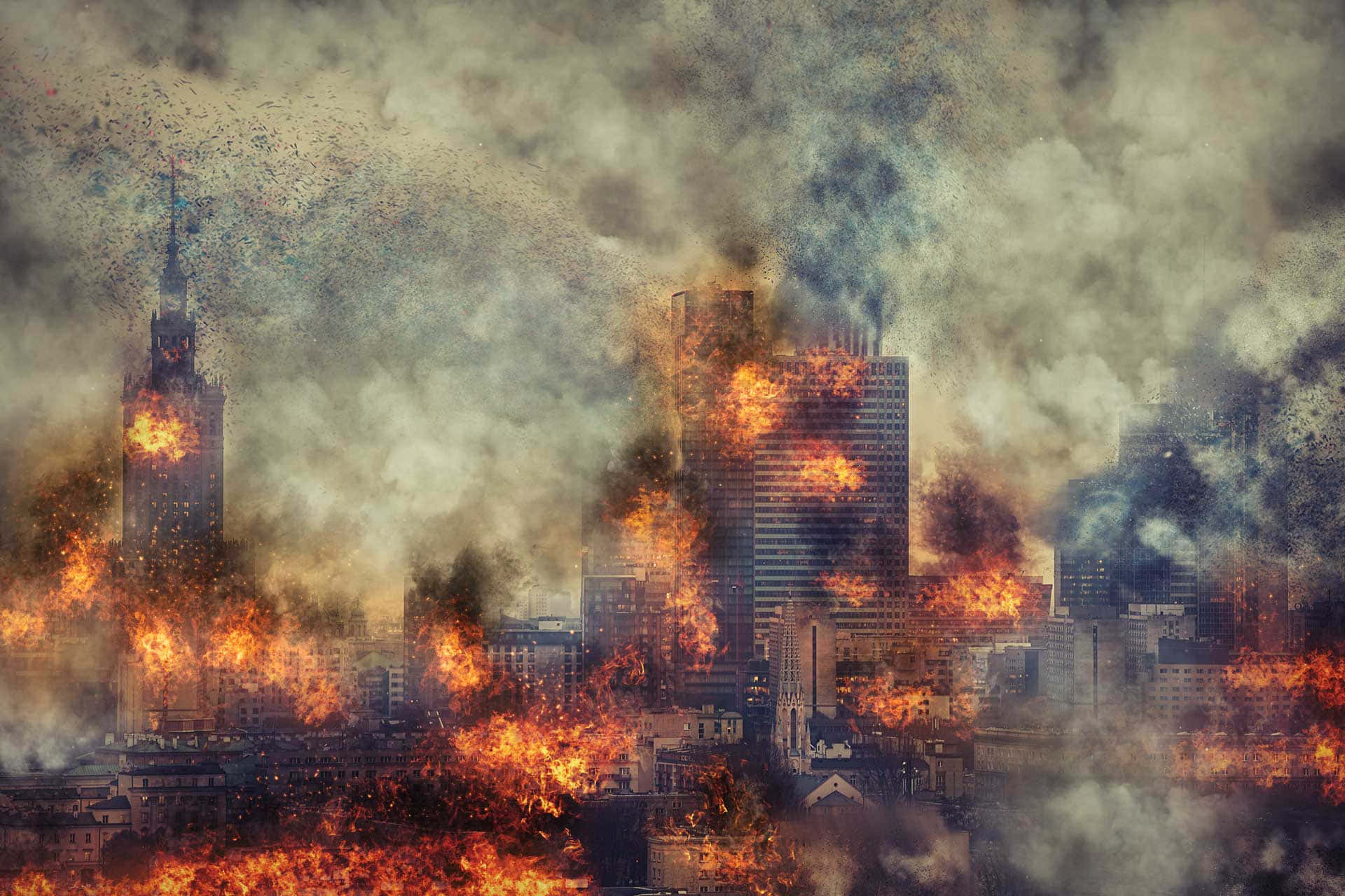 Burning City Background